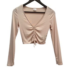 Aritzia Vida Cropped V-Neck Long Sleeve Top Size S